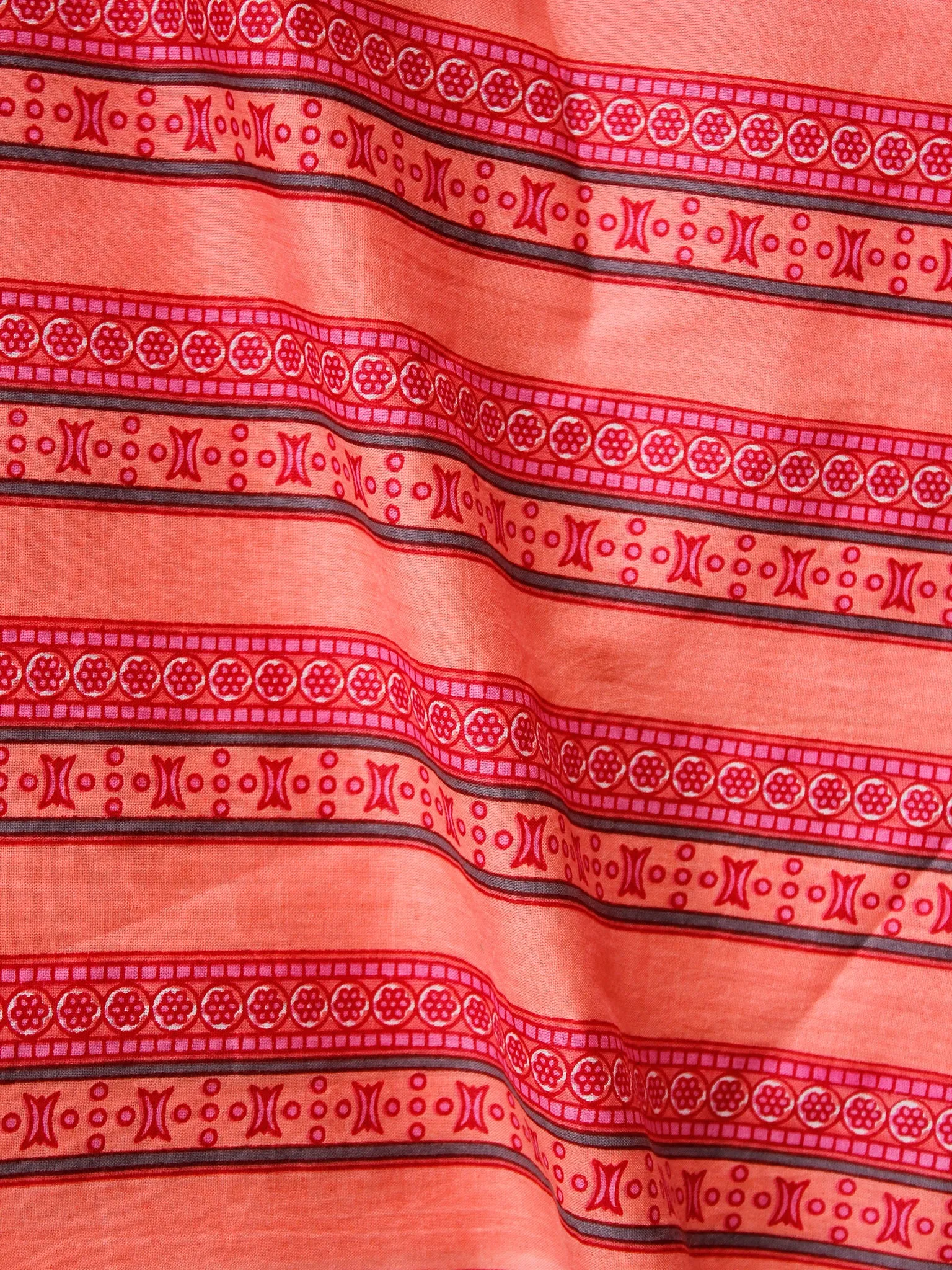 Red pink  Hand Block Printed Cotton Fabric Per Meter - F001F1873