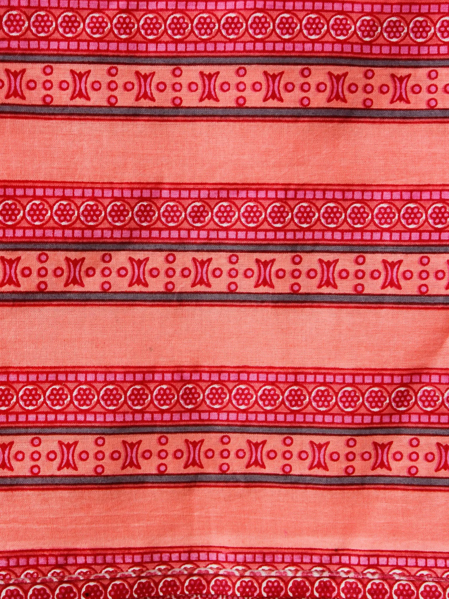 Red pink  Hand Block Printed Cotton Fabric Per Meter - F001F1873