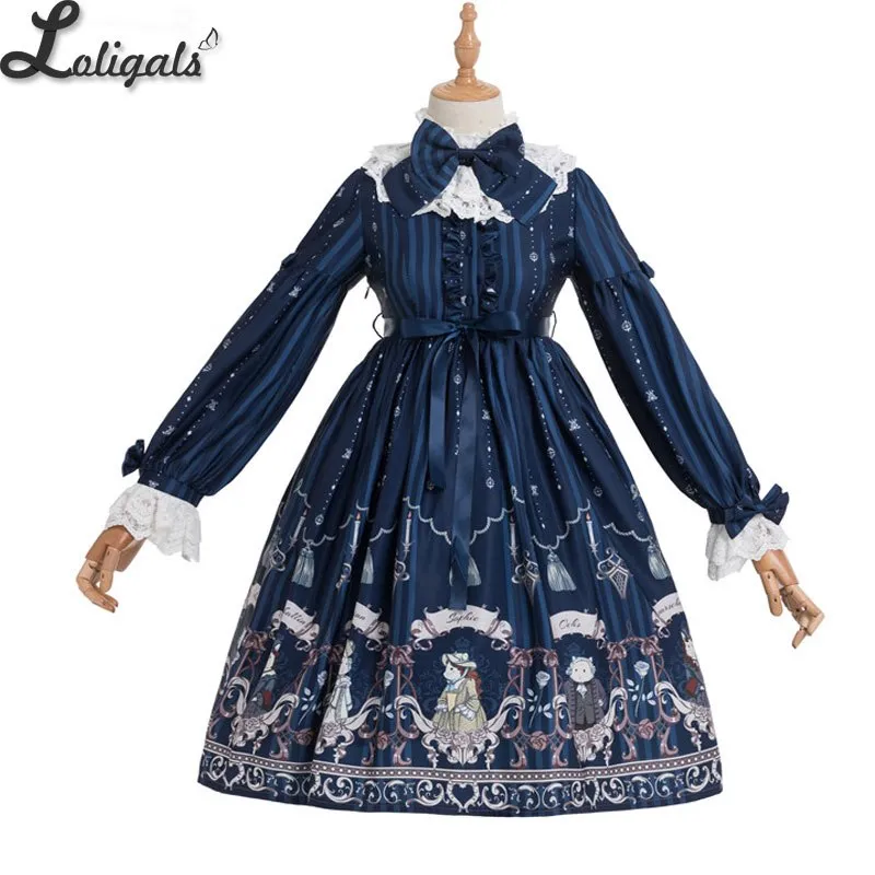 Rose Knights ~ Sweet Printed Lolita Dress Long Sleeve Midi Party Dress by Magic Tea Party