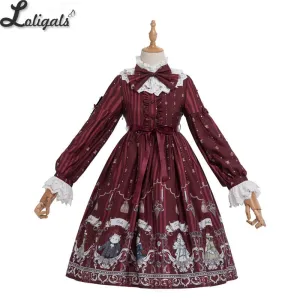 Rose Knights ~ Sweet Printed Lolita Dress Long Sleeve Midi Party Dress by Magic Tea Party