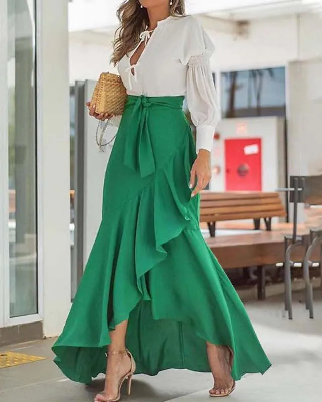 Ruffled Hips High Waist Sexy Irregular Skirt