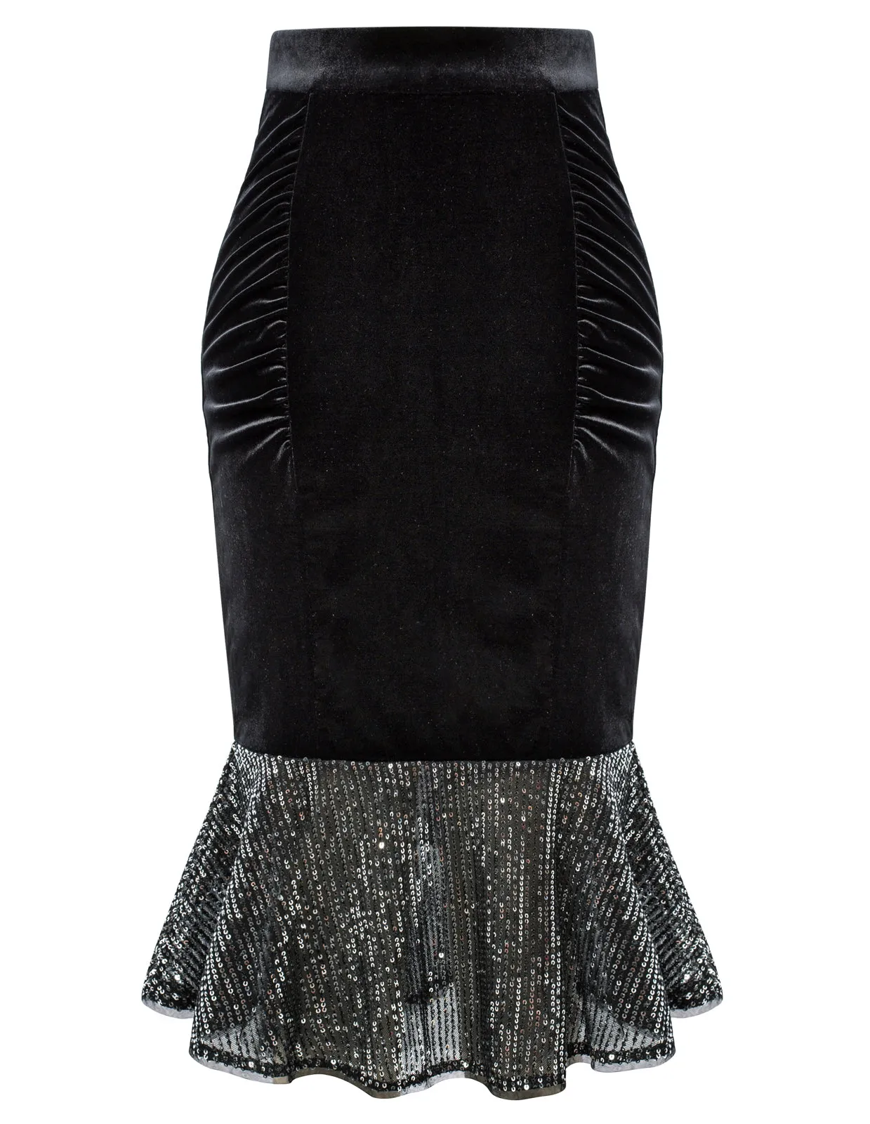 Seckill Offer⌛Vintage Sequined Mermaid Skirt High Waist Ruched Bodycon Skirt