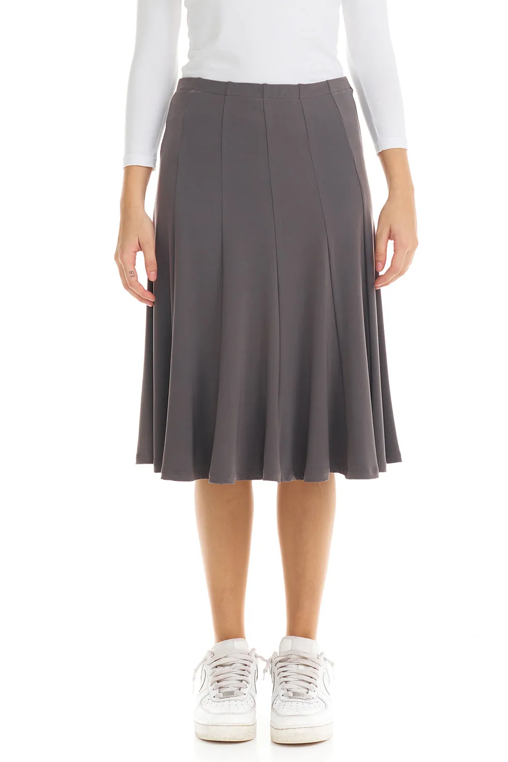 Shadow Grey Below Knee Length Modest A-Line Skirt 'Florence'