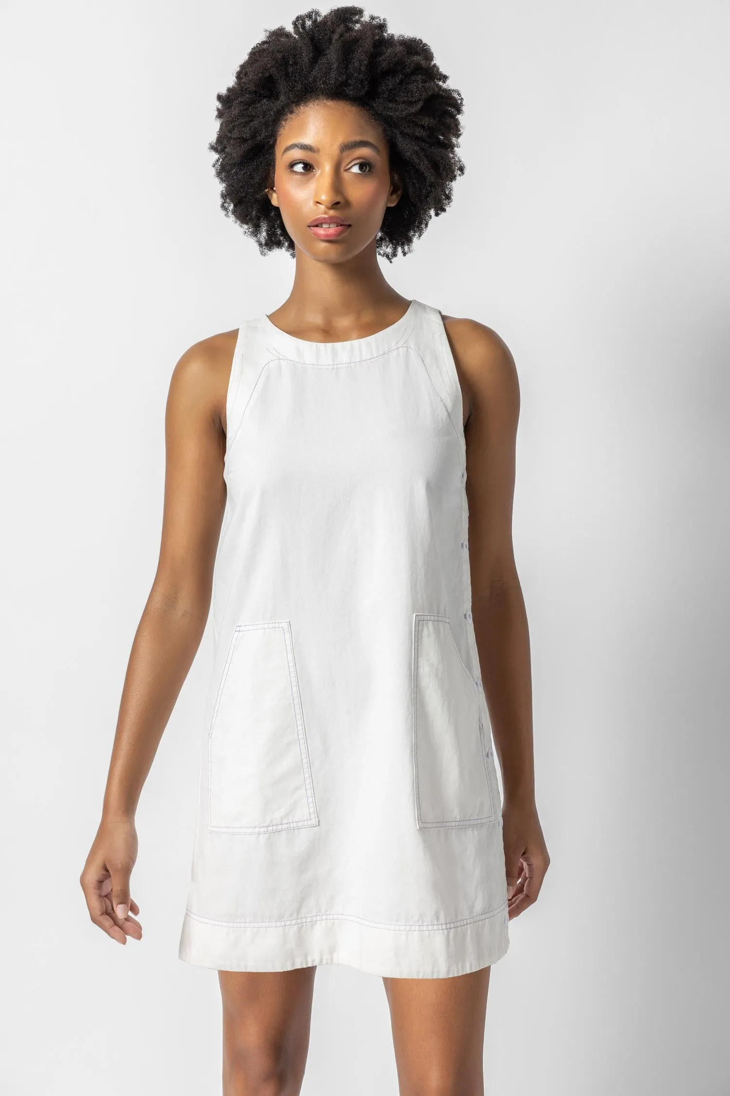 Side Button Canvas Dress