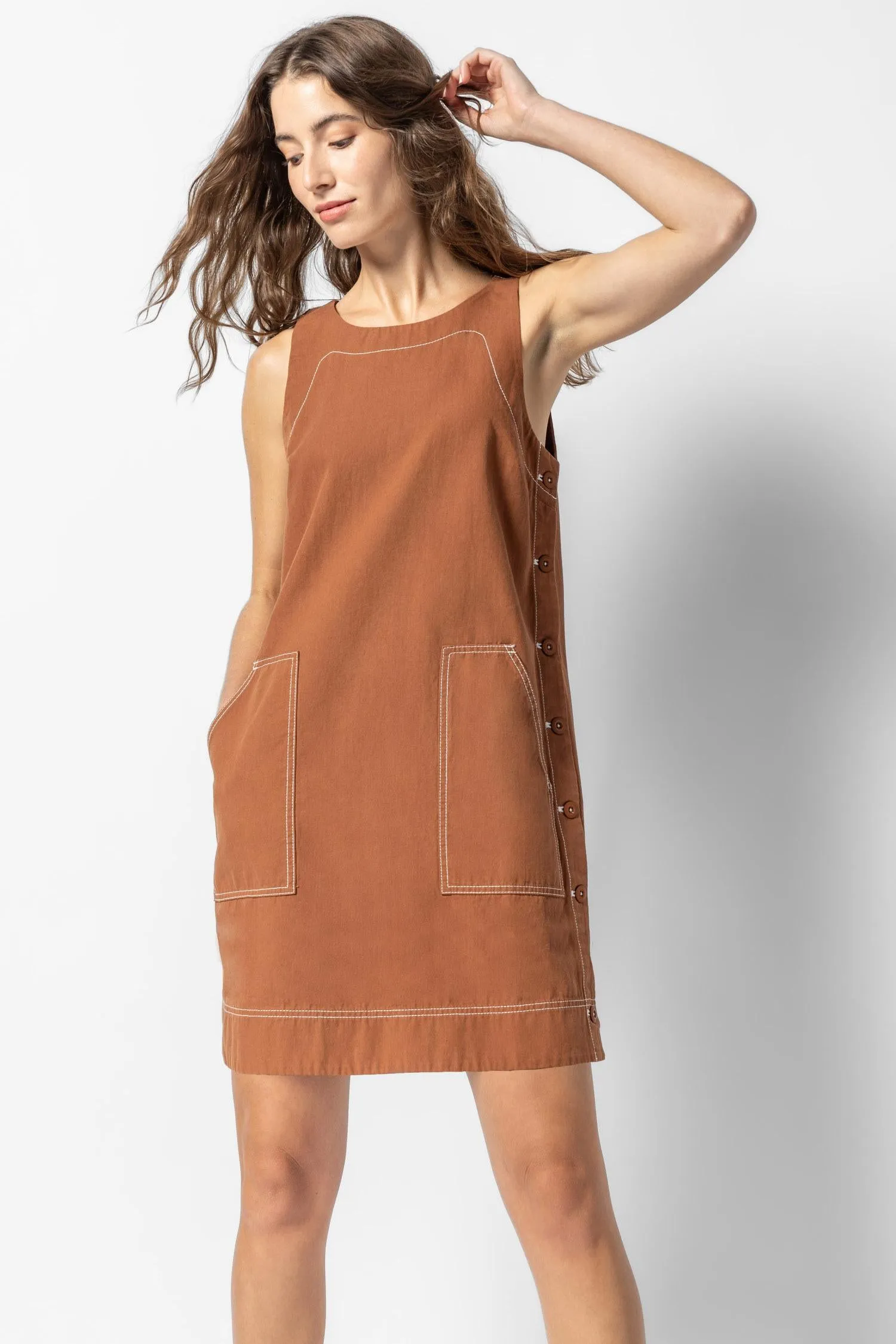 Side Button Canvas Dress