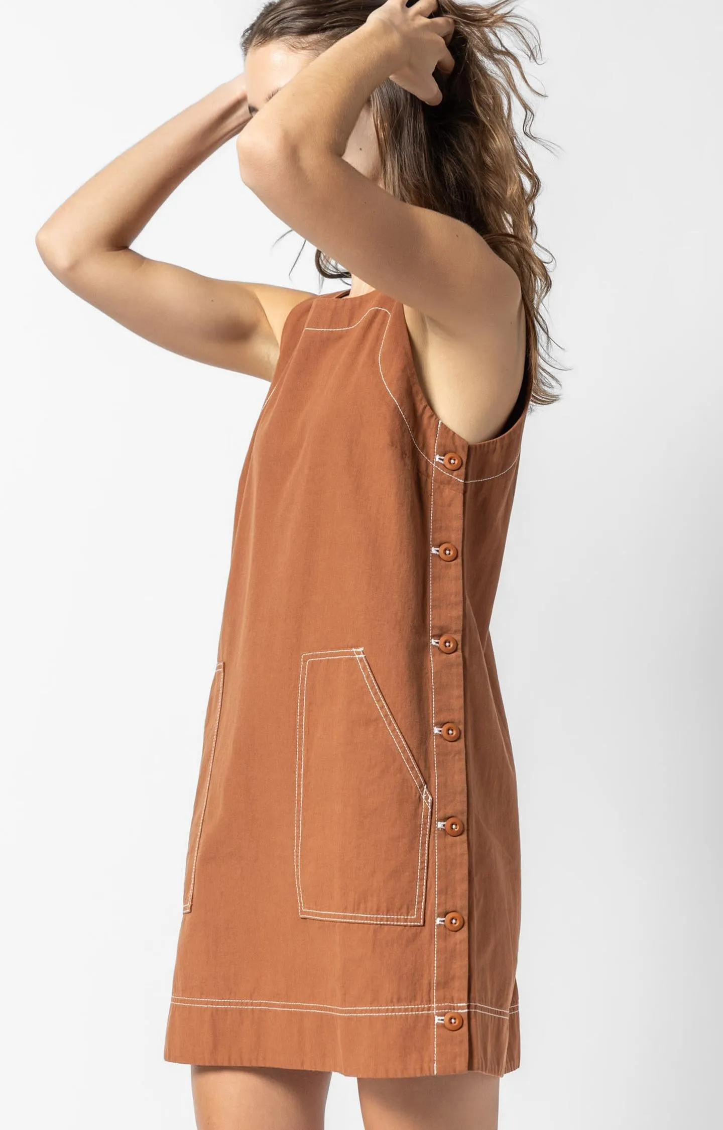 Side Button Canvas Dress