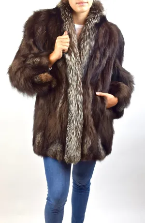 Silver Fox & Brown Fox fur Coat