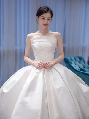 Simple Ball Gown Silk Taffeta Wedding Dress