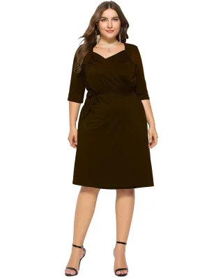 Simple Square Neckline Plus Dress