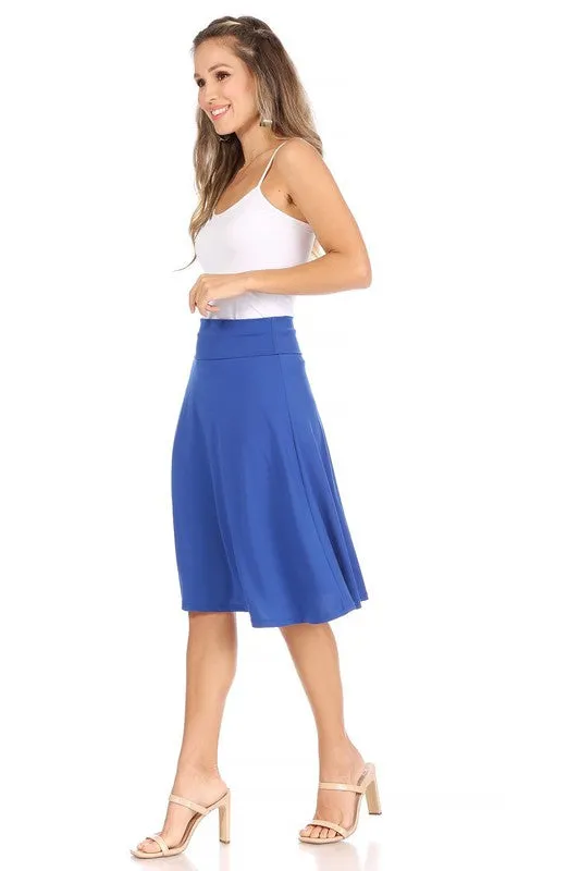 Solid Knee Length A-line Skirt