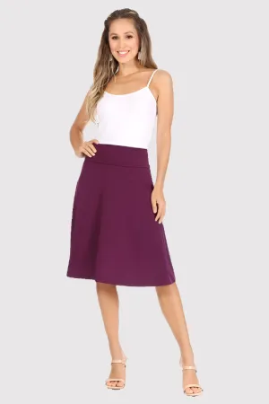 Solid Knee Length A-line Skirt