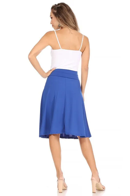 Solid Knee Length A-line Skirt