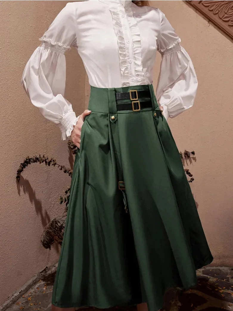 Steampunk Skirt Length Adjustable Skirt With Pocket