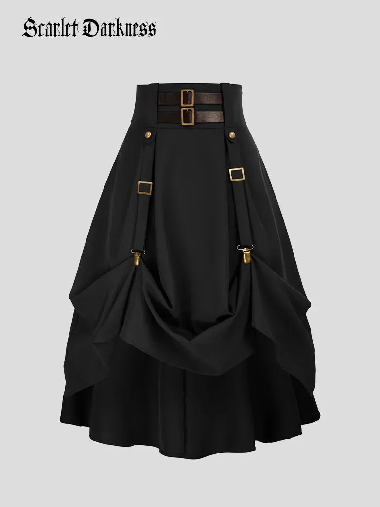 Steampunk Skirt Length Adjustable Skirt With Pocket