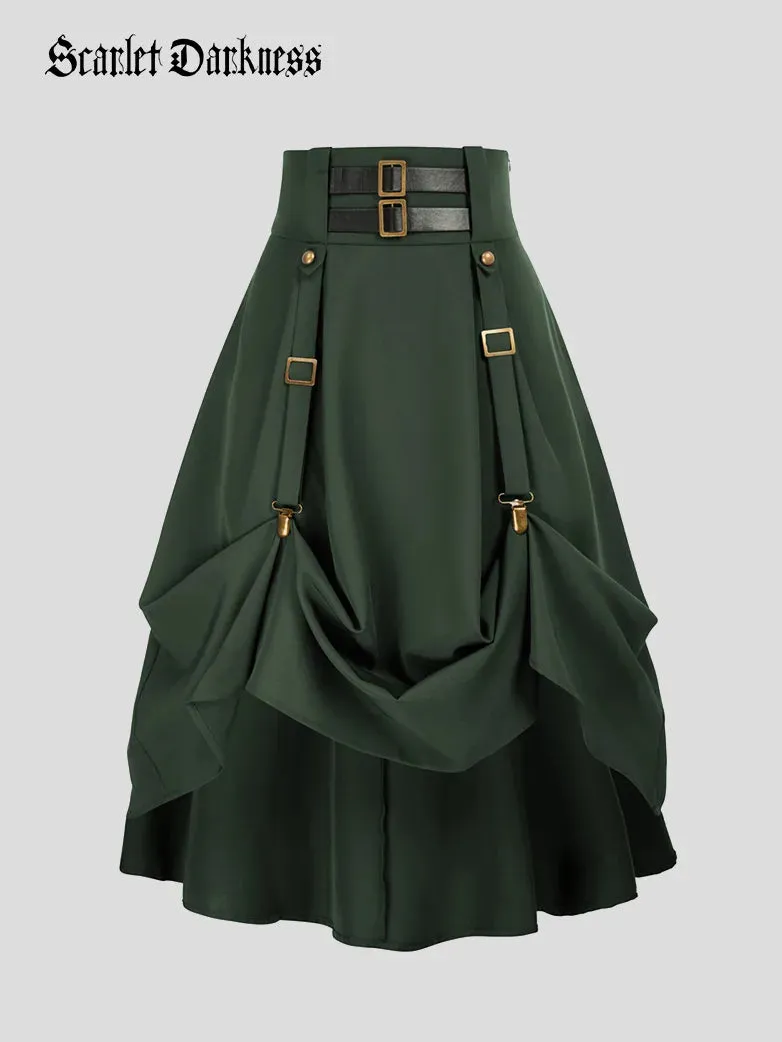 Steampunk Skirt Length Adjustable Skirt With Pocket