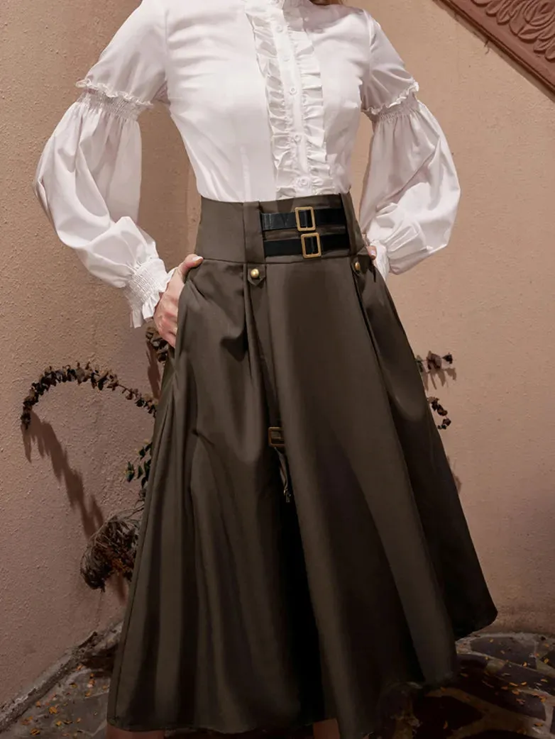 Steampunk Skirt Length Adjustable Skirt With Pocket