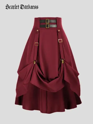 Steampunk Skirt Length Adjustable Skirt With Pocket