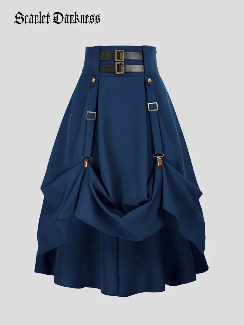 Steampunk Skirt Length Adjustable Skirt With Pocket