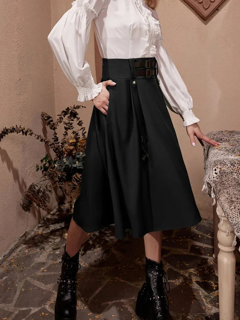 Steampunk Skirt Length Adjustable Skirt With Pocket