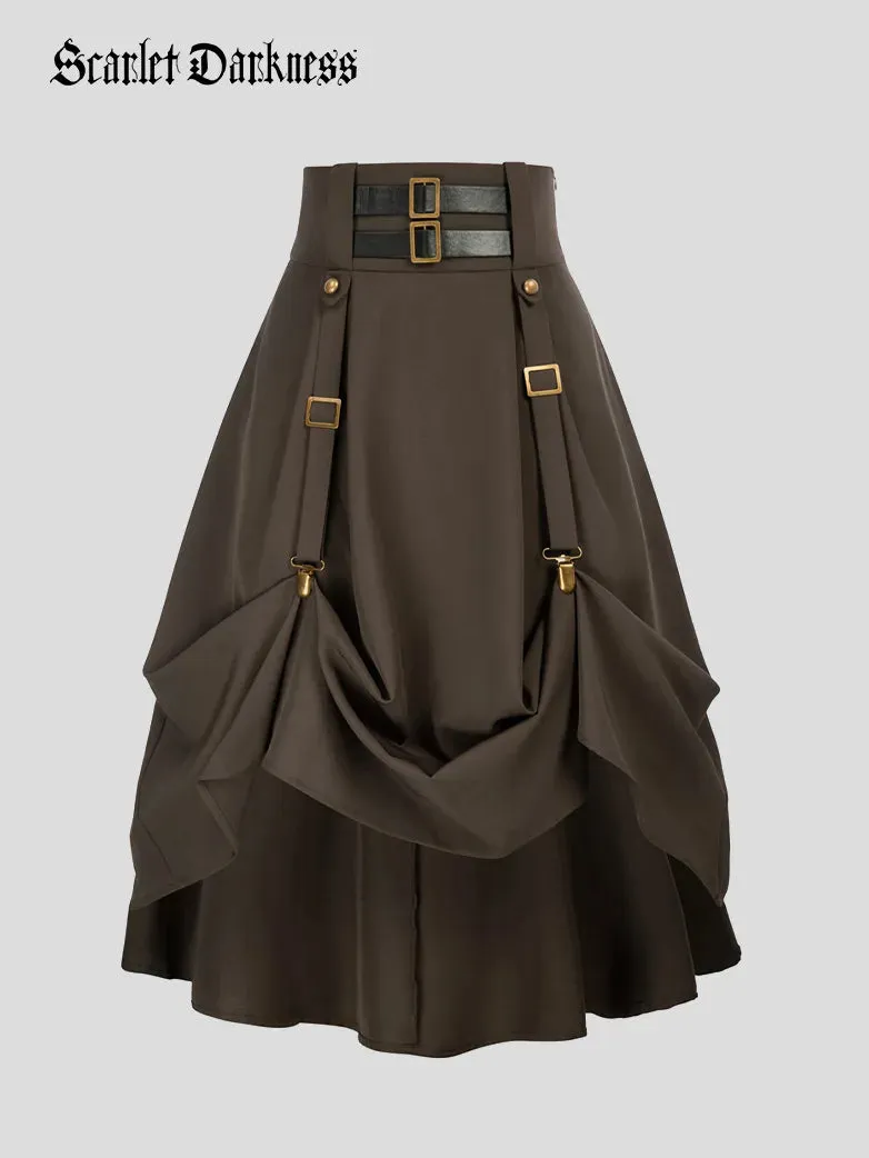 Steampunk Skirt Length Adjustable Skirt With Pocket