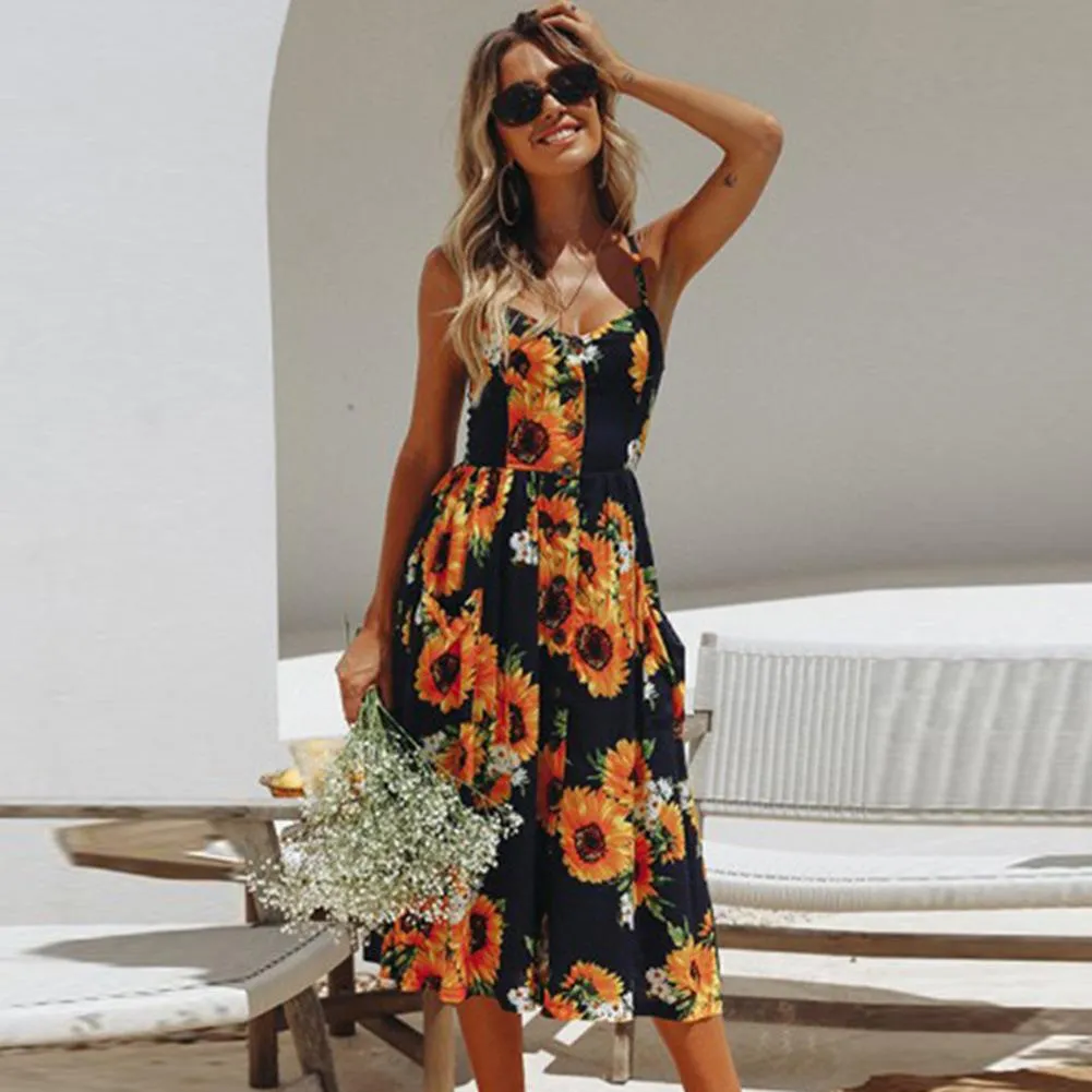 Summer Bohemian Print and Women's Medium-length Lug Skirt