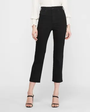 Super High Waisted Original Straight Cropped Jeans in Pitch Black