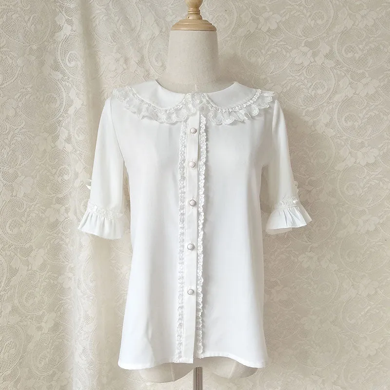 Sweet Peter Pan Collar Lolita Shirt Chiffon Top