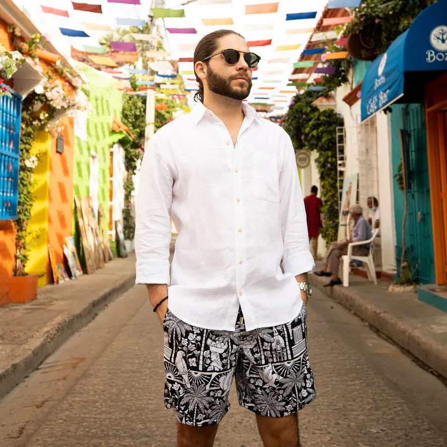 The Casa Blanca - Long Sleeve White Linen Shirt