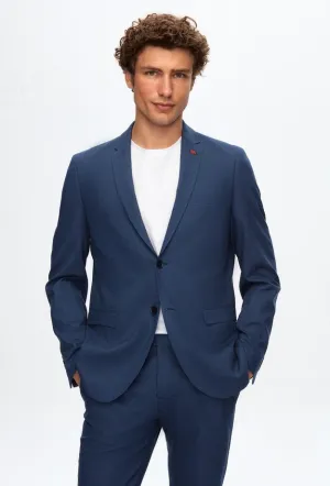 Twn Slim Fit Navy Blue Crow's Foot Suit