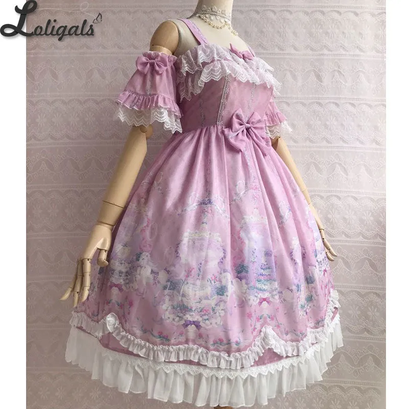 Unicorn's Secret Garden ~ Sweet Printed Lolita JSK Dress w. Detachable Sleeves by Yiliya