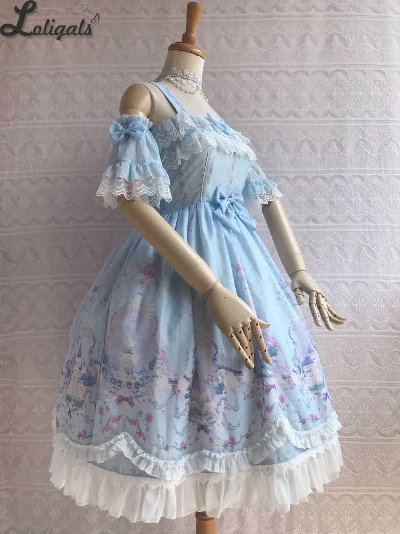 Unicorn's Secret Garden ~ Sweet Printed Lolita JSK Dress w. Detachable Sleeves by Yiliya