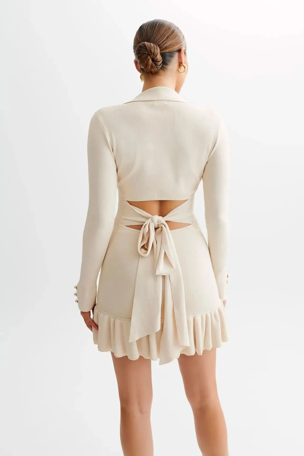 Vallen Ruffled Bow Knit Mini Dress