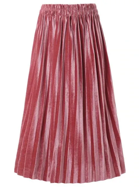 Vintage Pleated High Waist Skirt