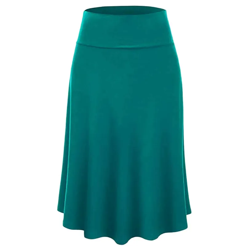 Women's Fold Over A-Line Midi Knee Length Flare Skirt