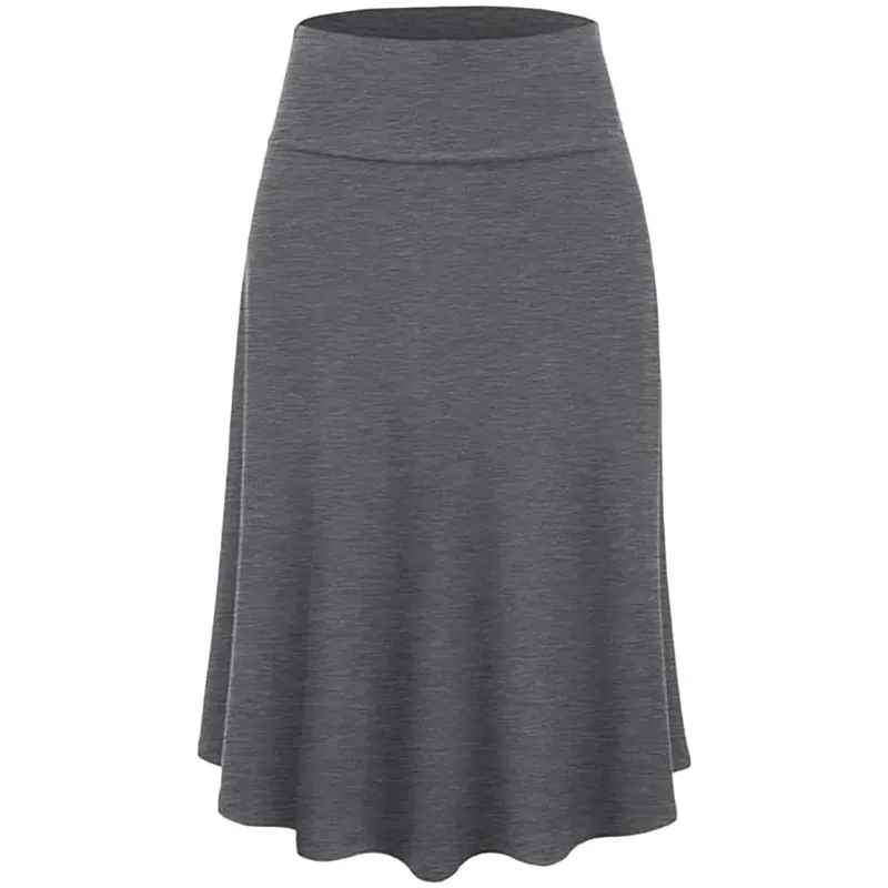 Women's Fold Over A-Line Midi Knee Length Flare Skirt