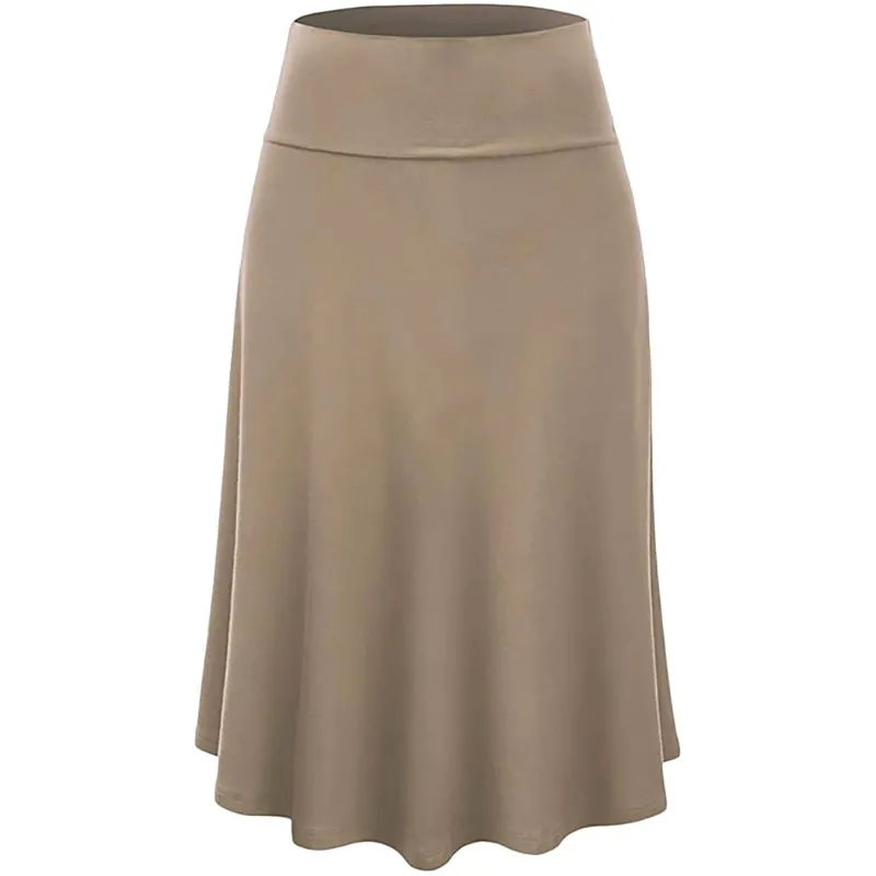 Women's Fold Over A-Line Midi Knee Length Flare Skirt