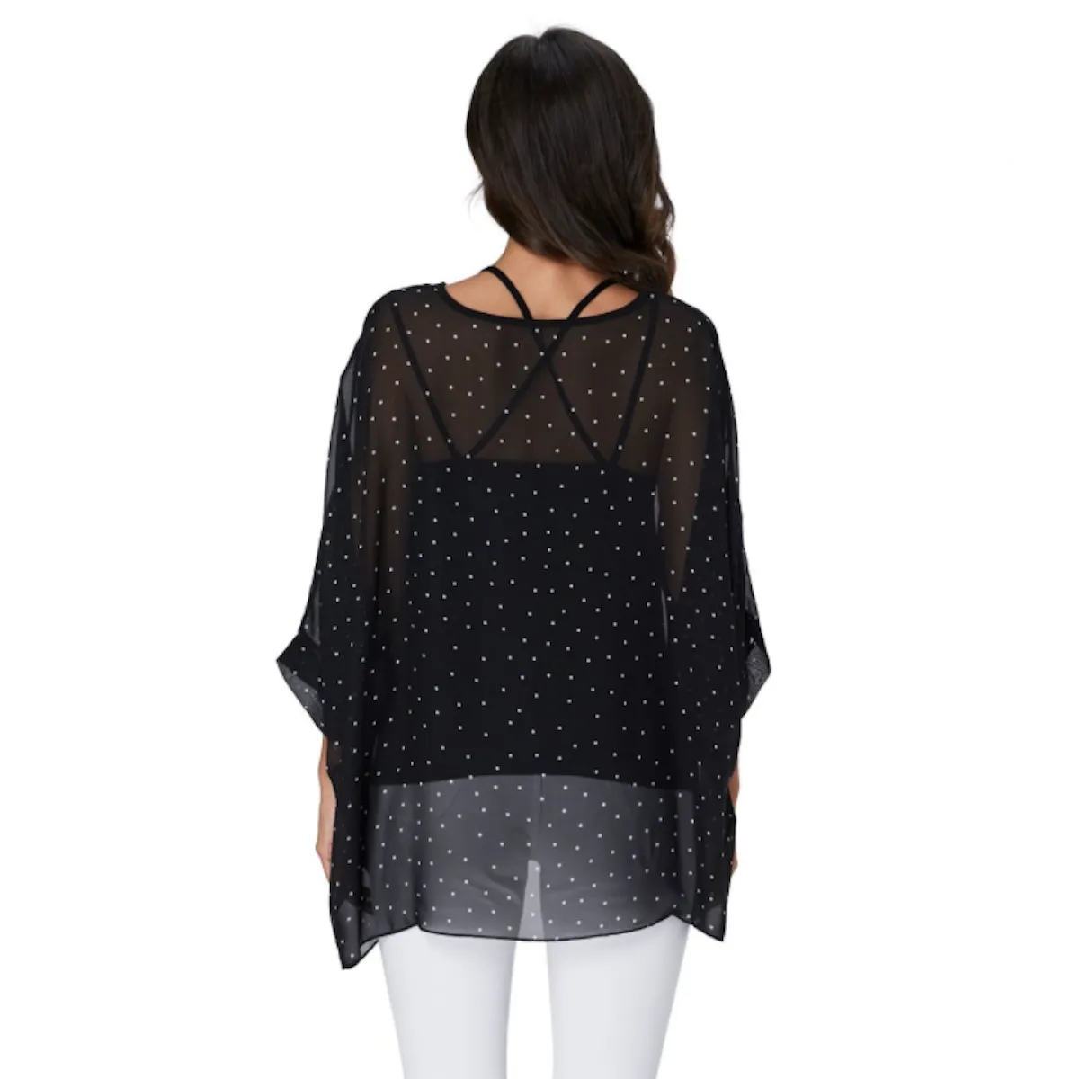 Womens Polkadot Chiffon Tunic Top