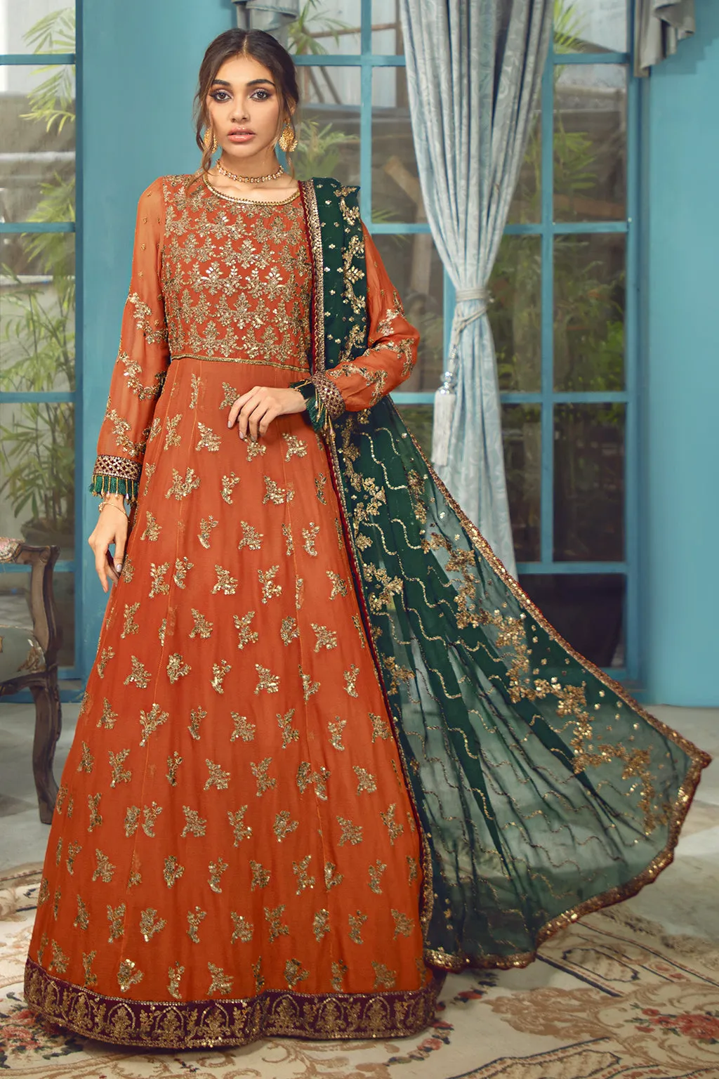 Zarif Rangrez Festive Chiffon Collection 2022 – Rust